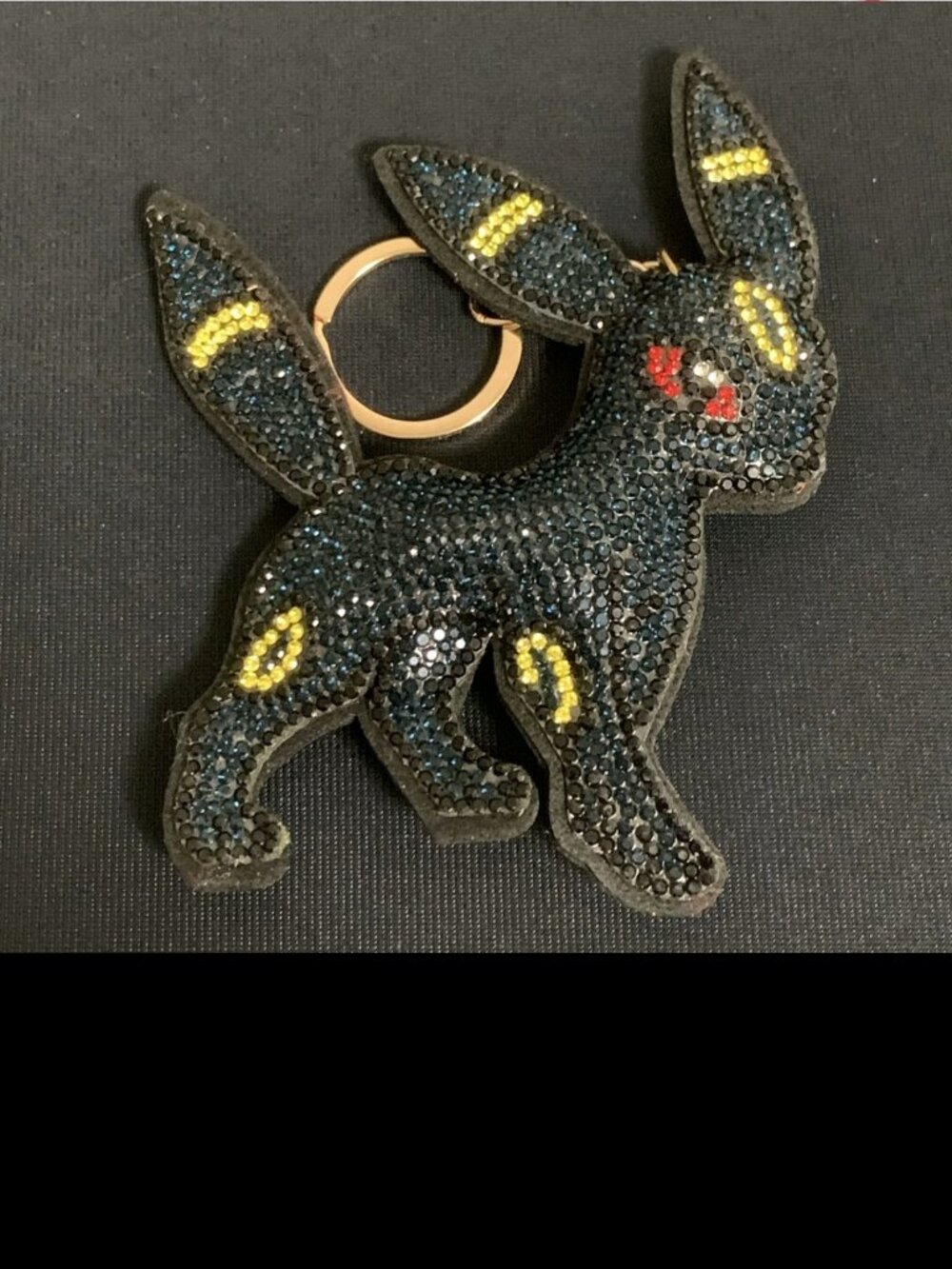 Umbreon Pokemon Rhinestone Plush 3D Doll Bag Charm Keychain Japan Exclusive